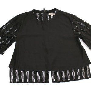 Netted Black Crop Top